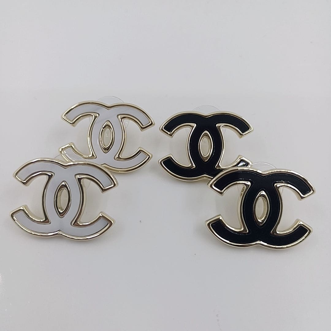 18K Chanel Black & White Earrings