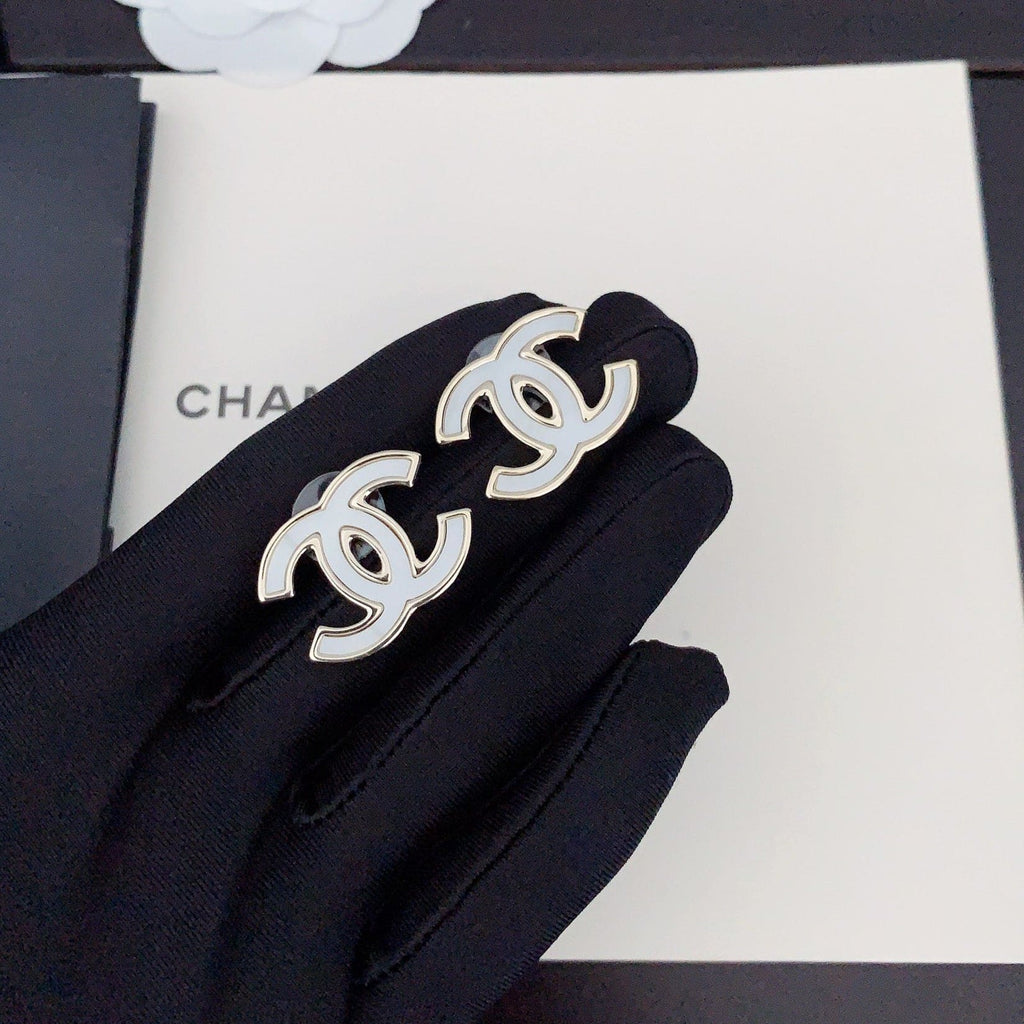 18K Chanel Black & White Earrings