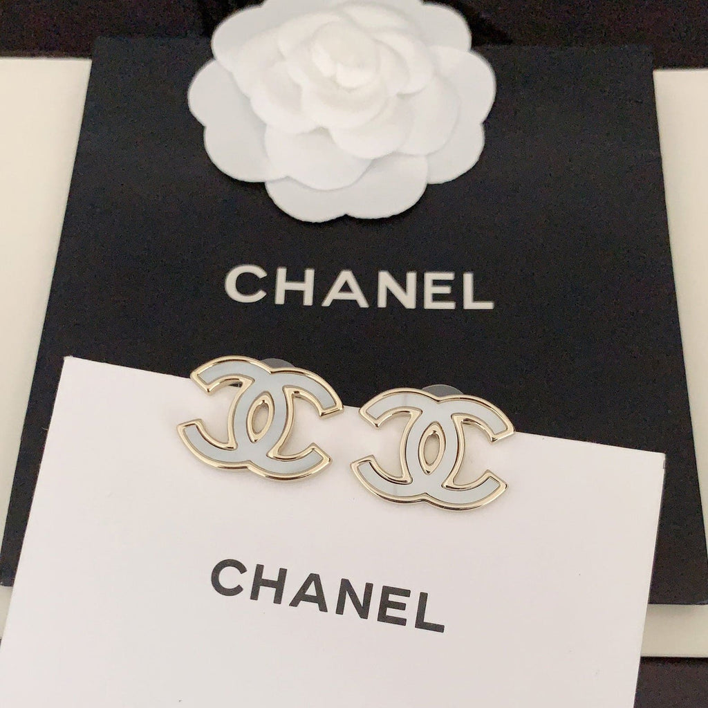 18K Chanel Black & White Earrings