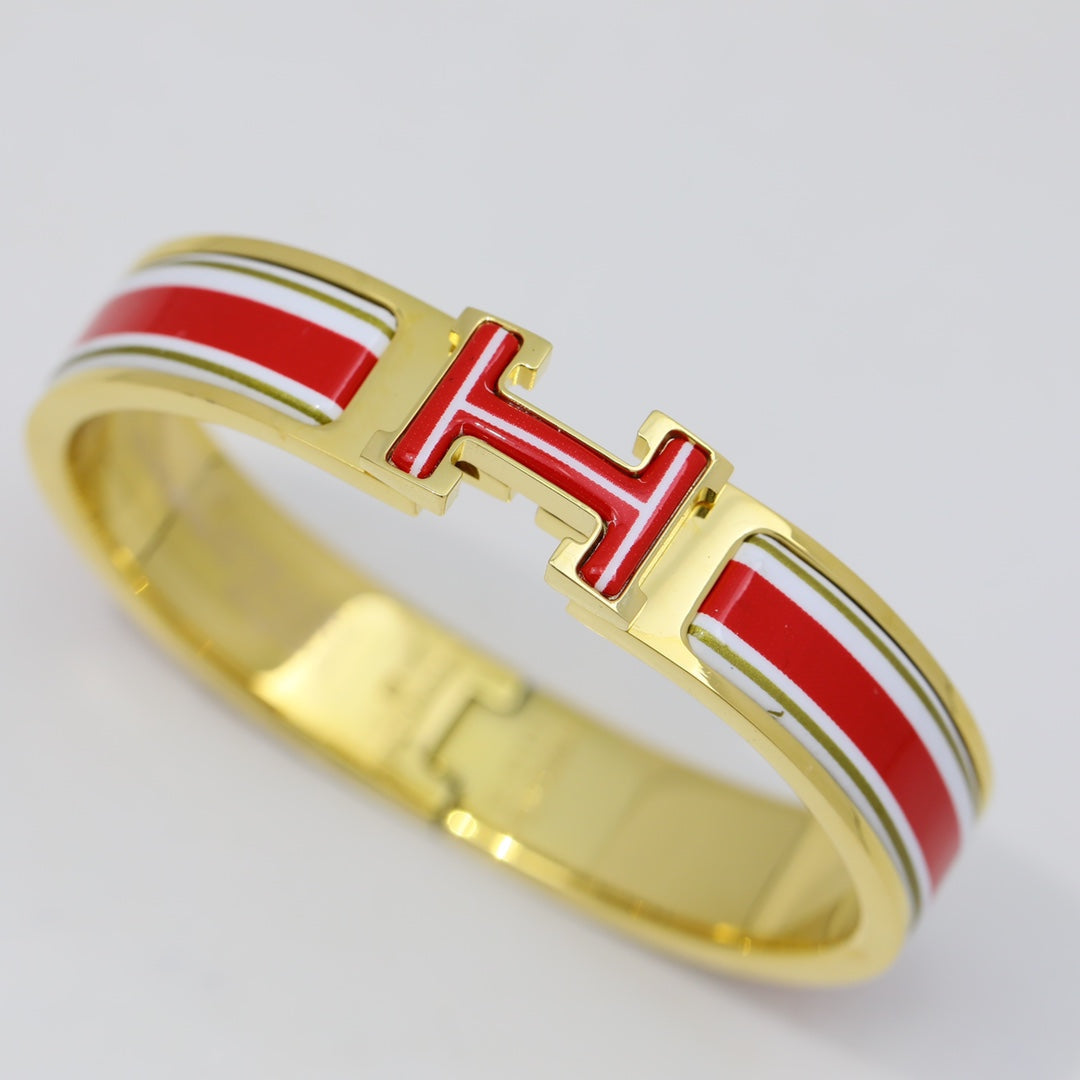 18K Clic Hermès Red & White Bracelet