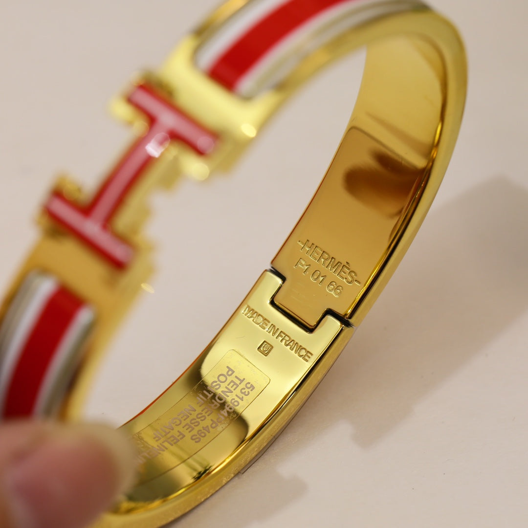 18K Clic Hermès Red & White Bracelet