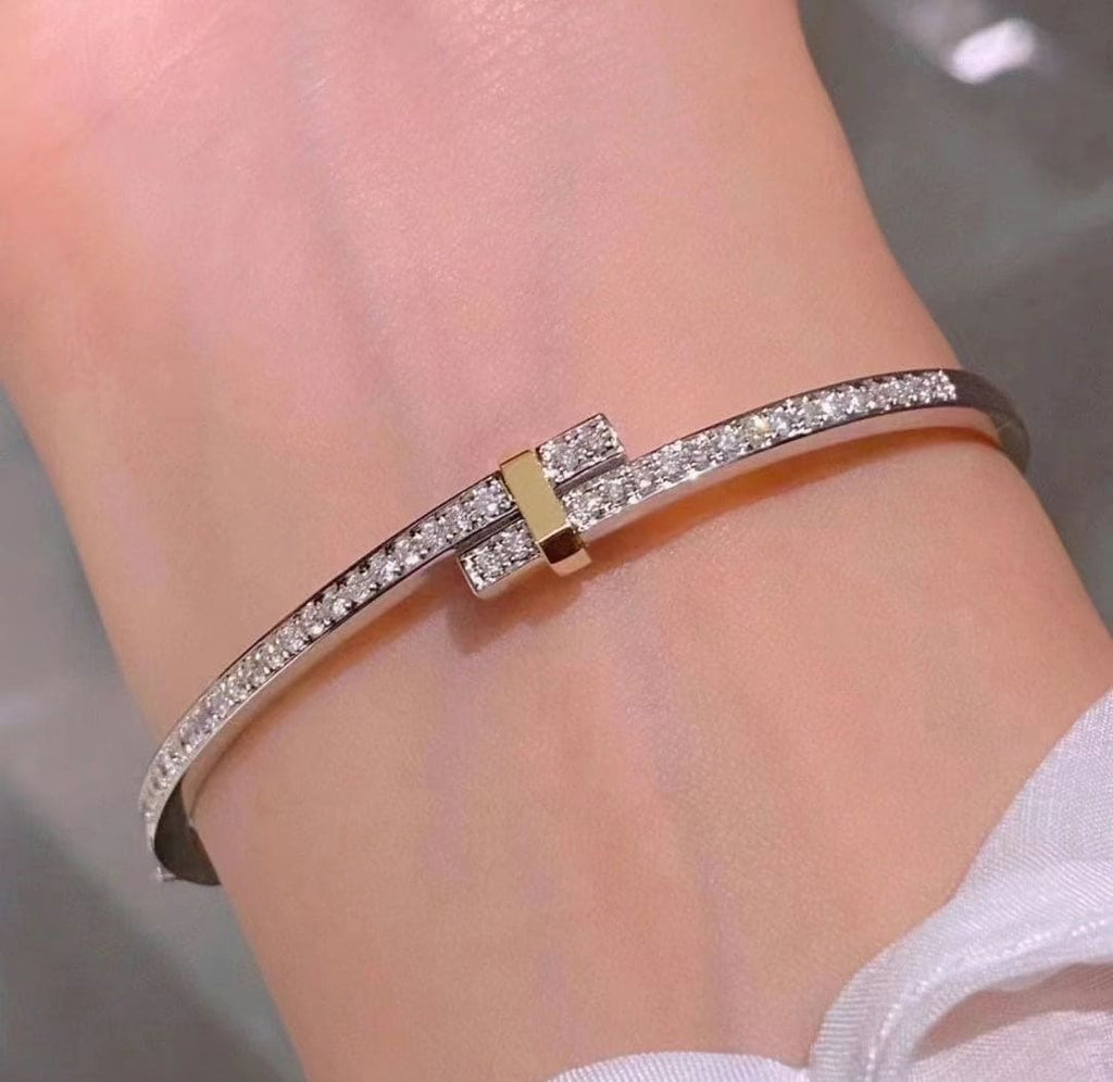 18K Tiffany & Co. Edge Hinged Bypass Bangle Bracelet