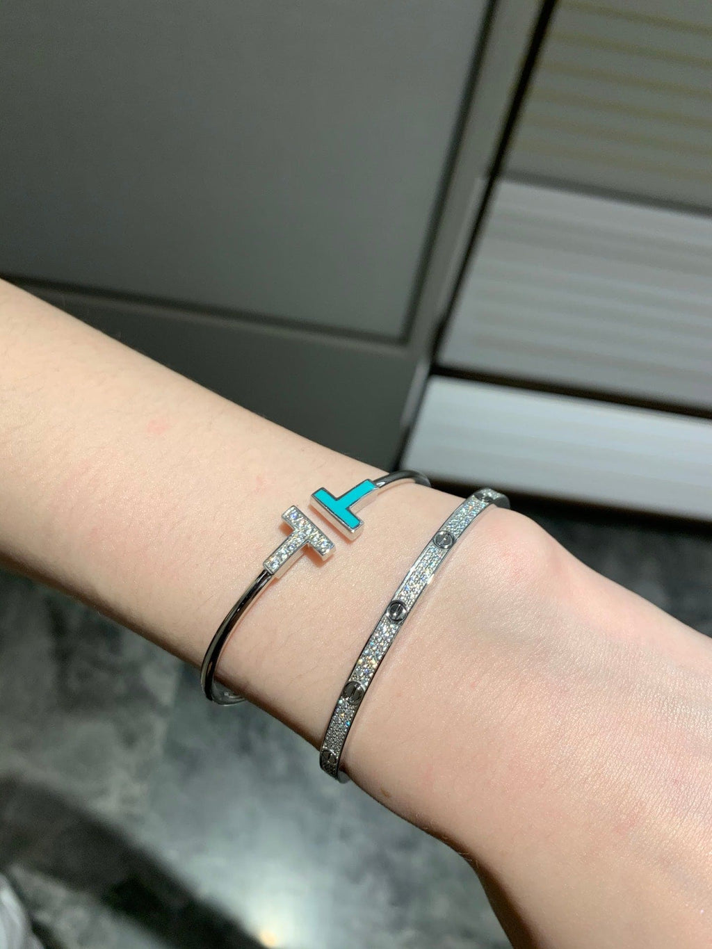18K Tiffany & Co. Diamond and Turquoise Wire Bracelet