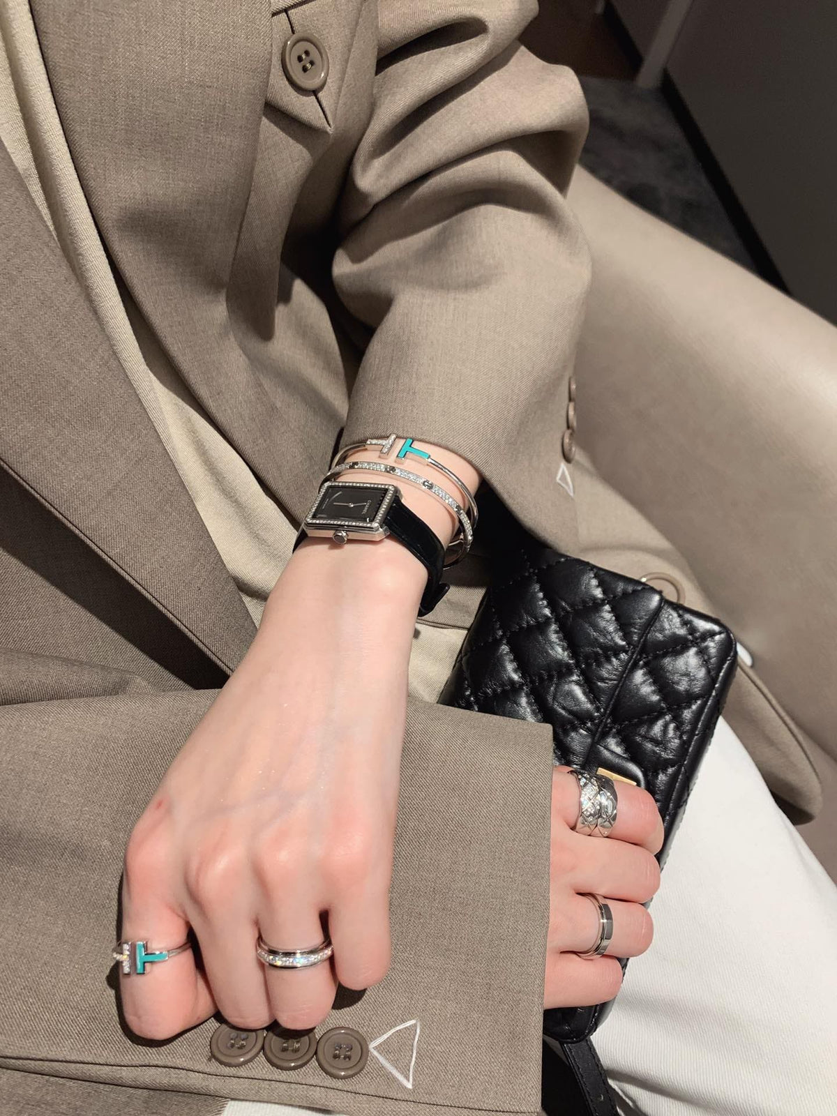 18K Tiffany & Co. Diamond and Turquoise Wire Bracelet