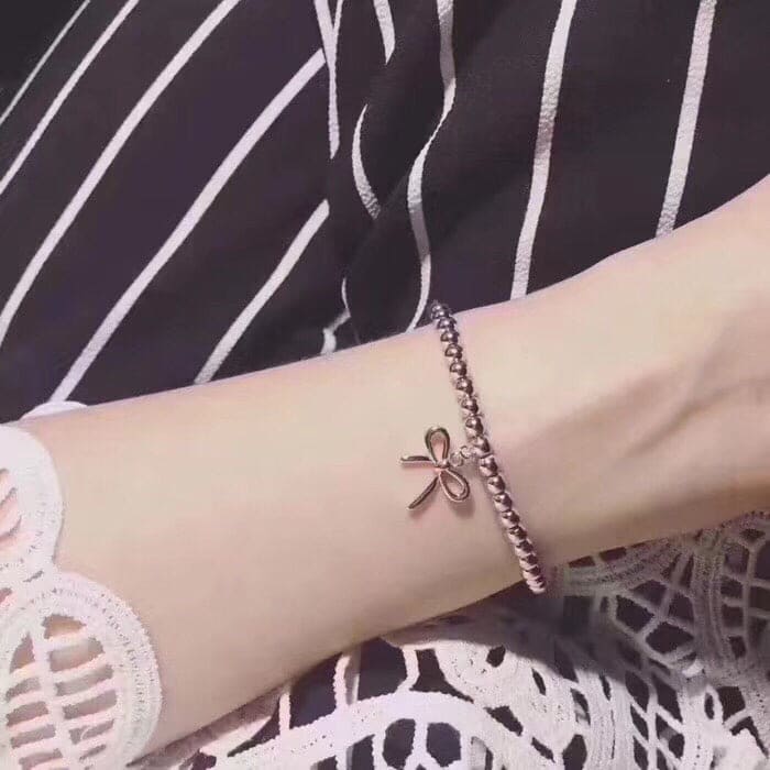 18K Tiffany & Co. Bow Charm Bead Bracelet