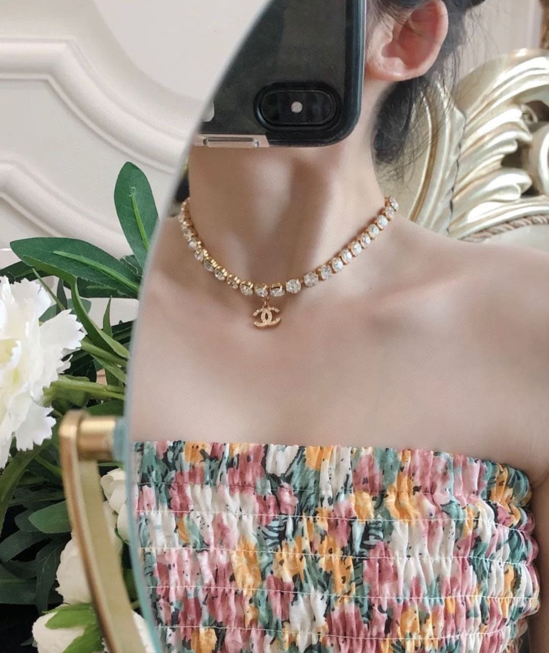 18K Chanel Crystals Chain Necklace