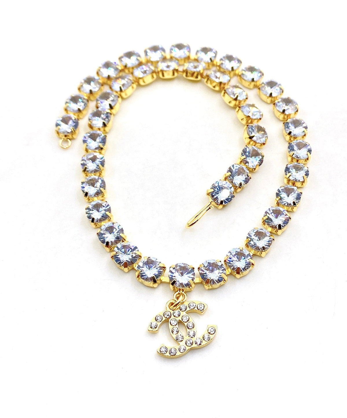 18K Chanel Crystals Chain Necklace
