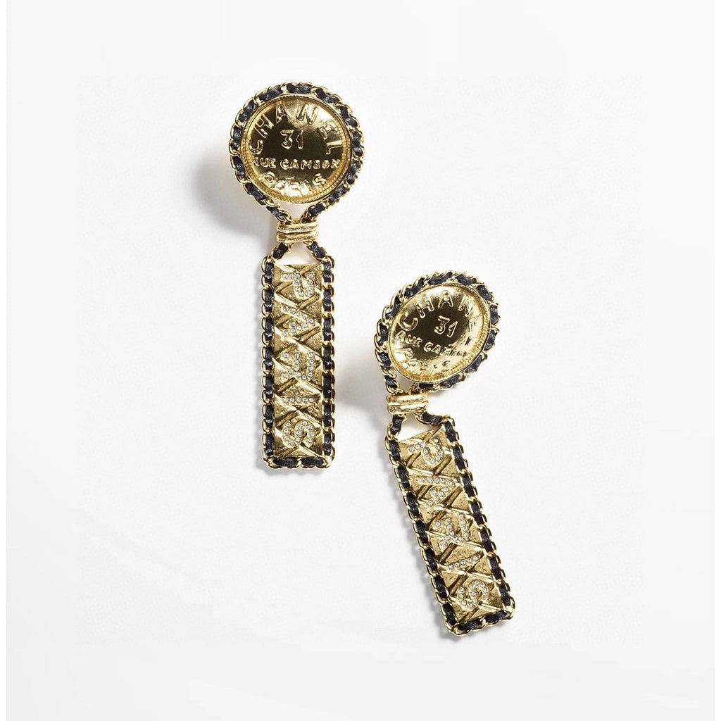 18K Chanel Leather Earrings