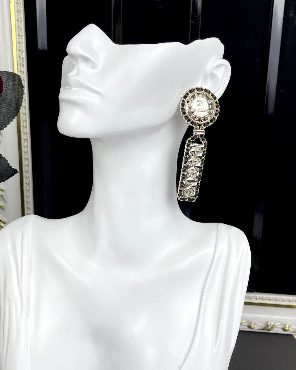 18K Chanel Leather Earrings