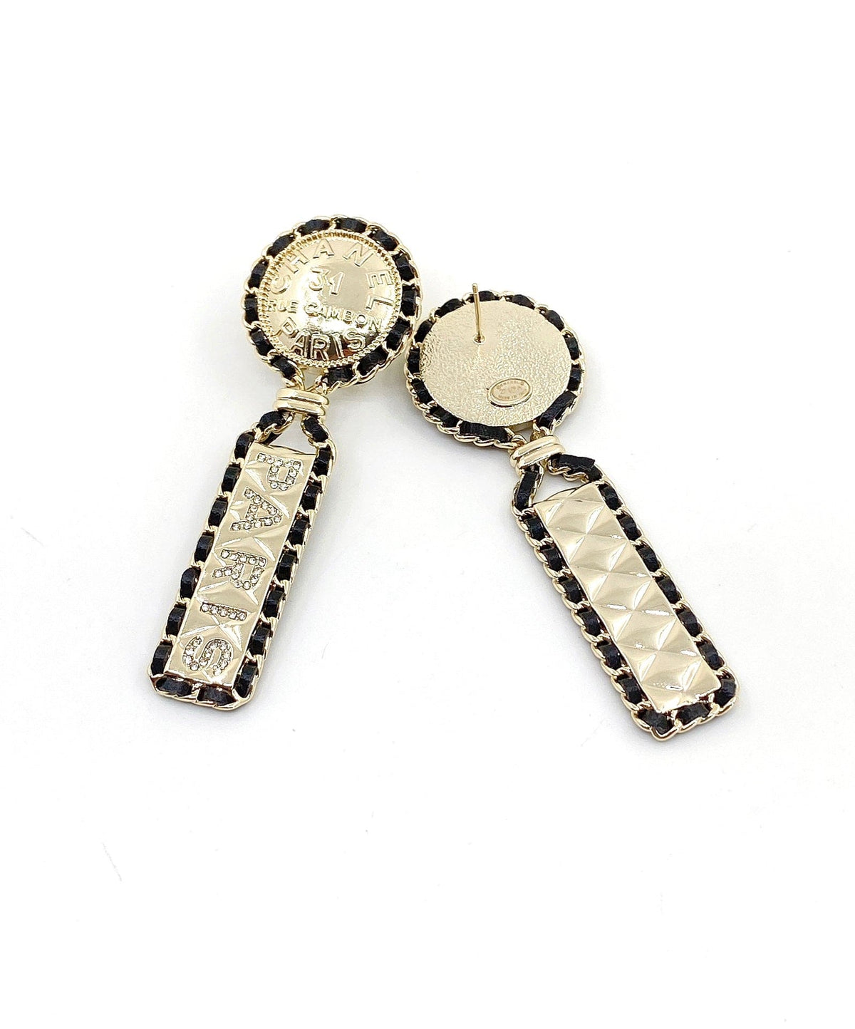 18K Chanel Leather Earrings