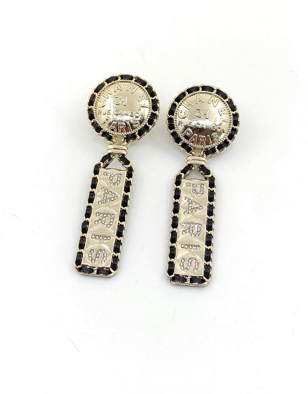 18K Chanel Leather Earrings
