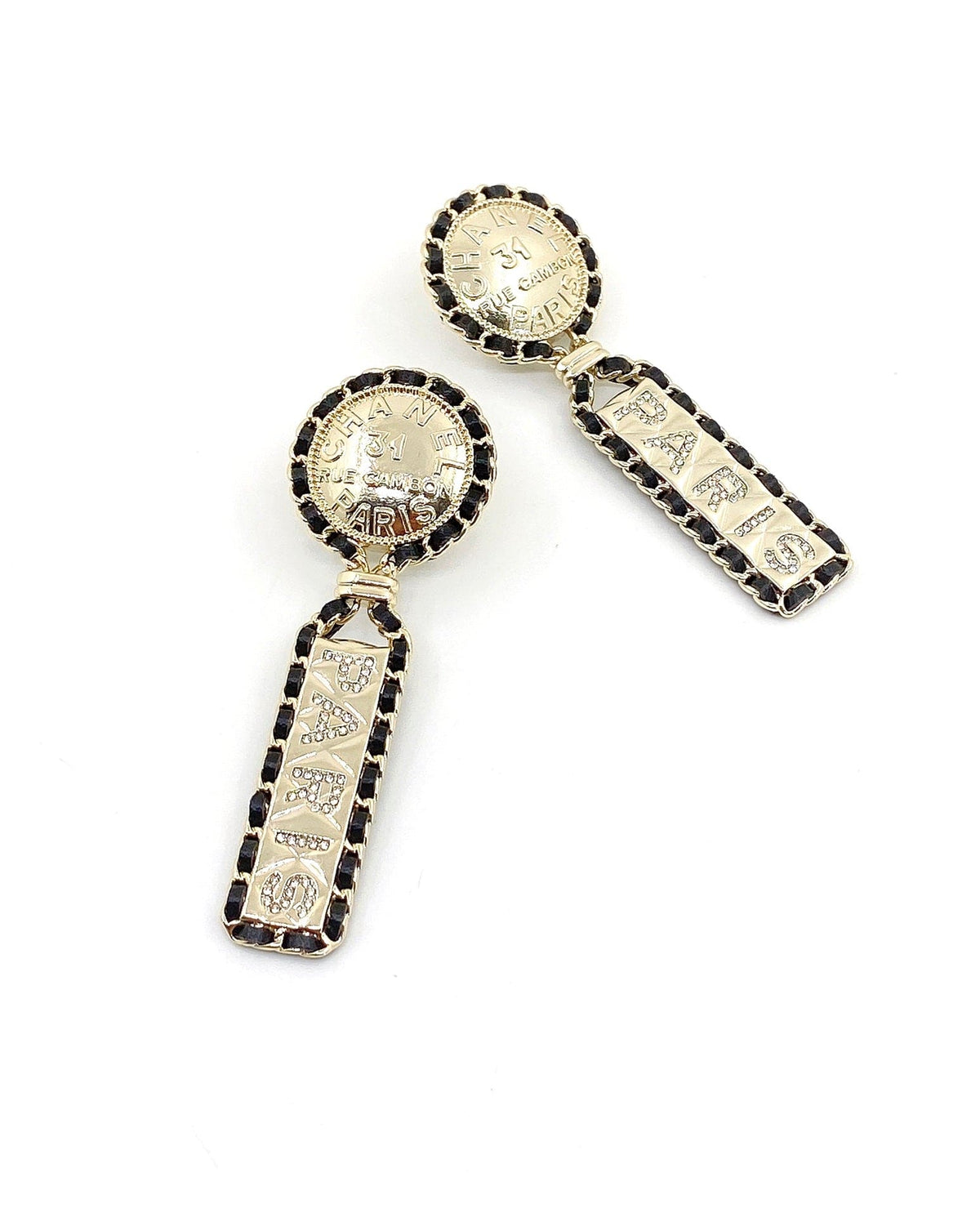 18K Chanel Leather Earrings