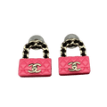 18K Classic Pink Chanel Bag Earrings