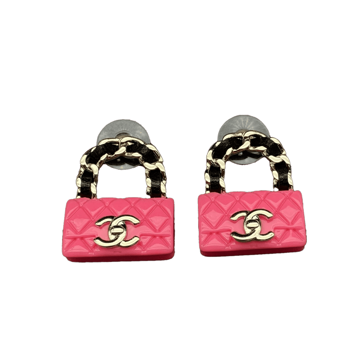 18K Classic Pink Chanel Bag Earrings