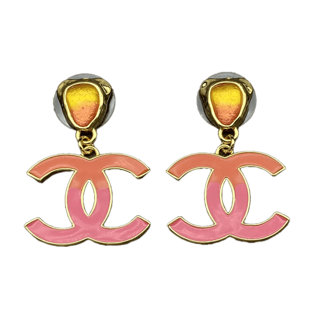 18K Classic Pink Chanel Dangle Earrings