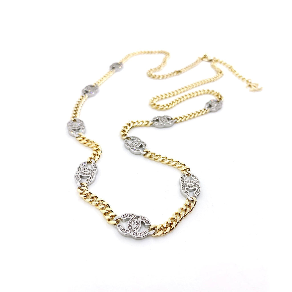 18K Crystal Chanel Chain Link Necklace