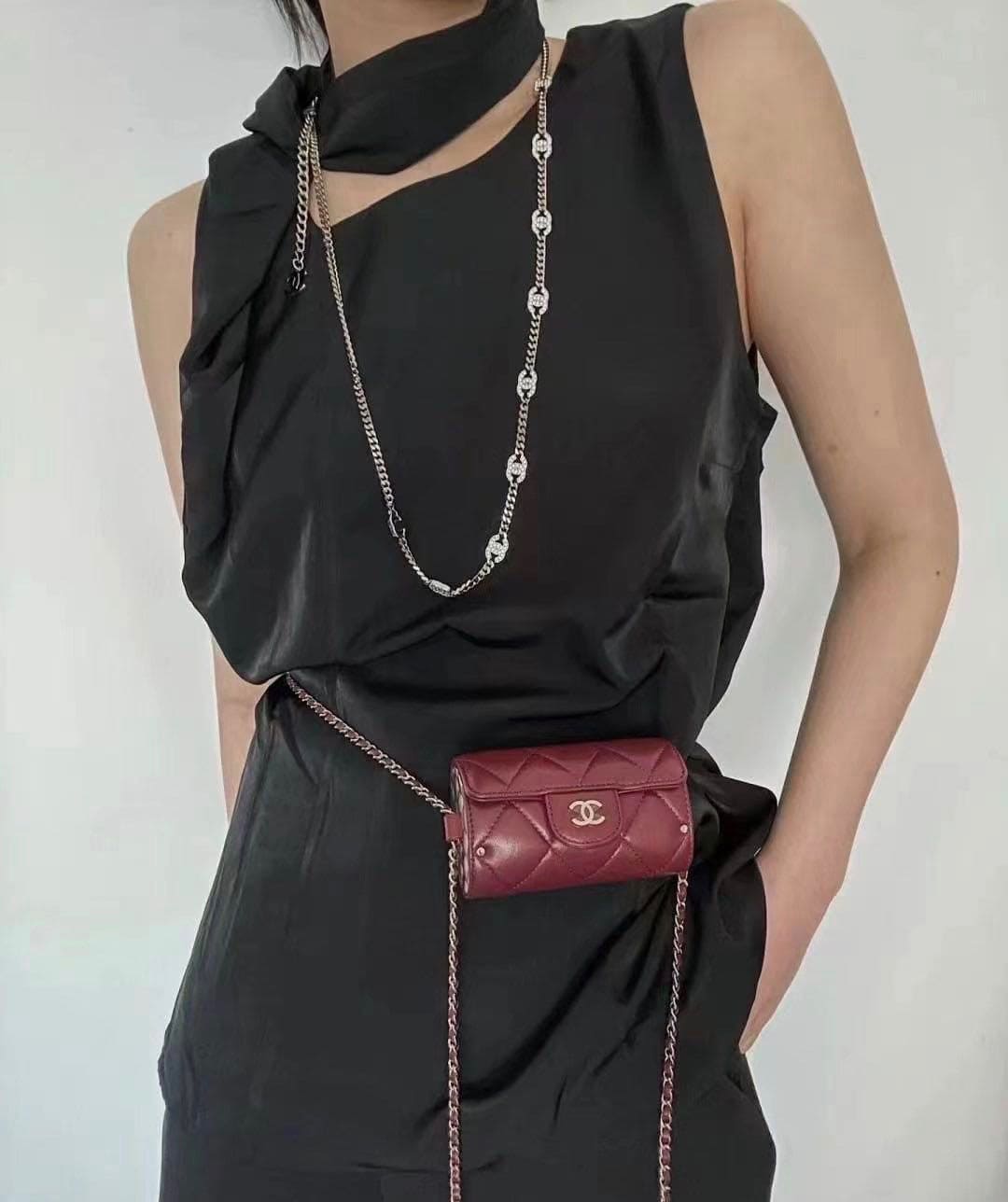 18K Crystal Chanel Chain Link Necklace
