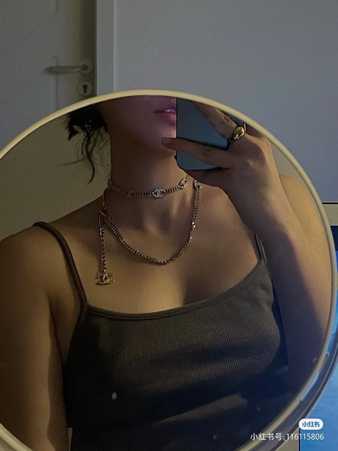 18K Crystal Chanel Chain Link Necklace