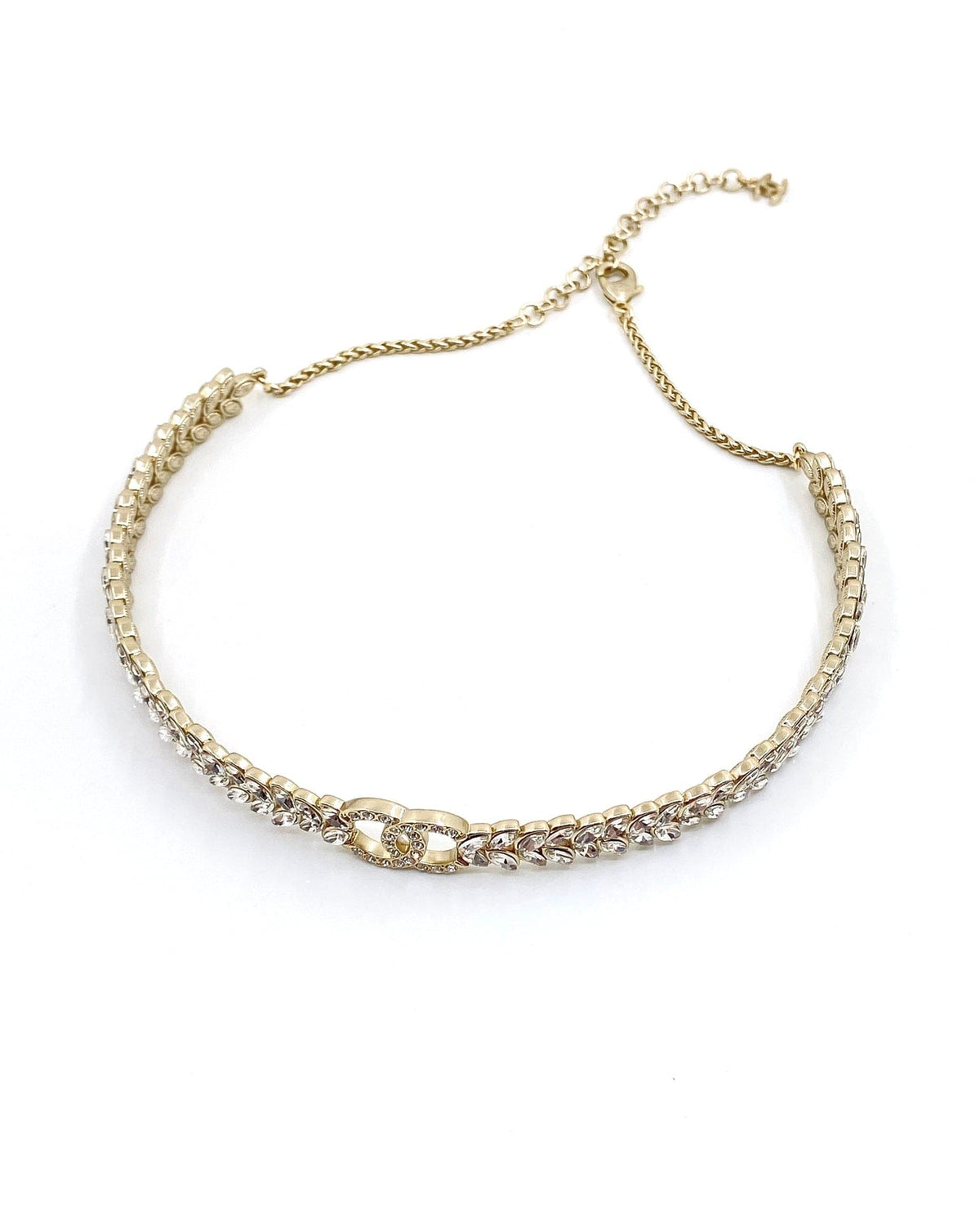 18K Chanel Chain Choker Diamonds Necklace