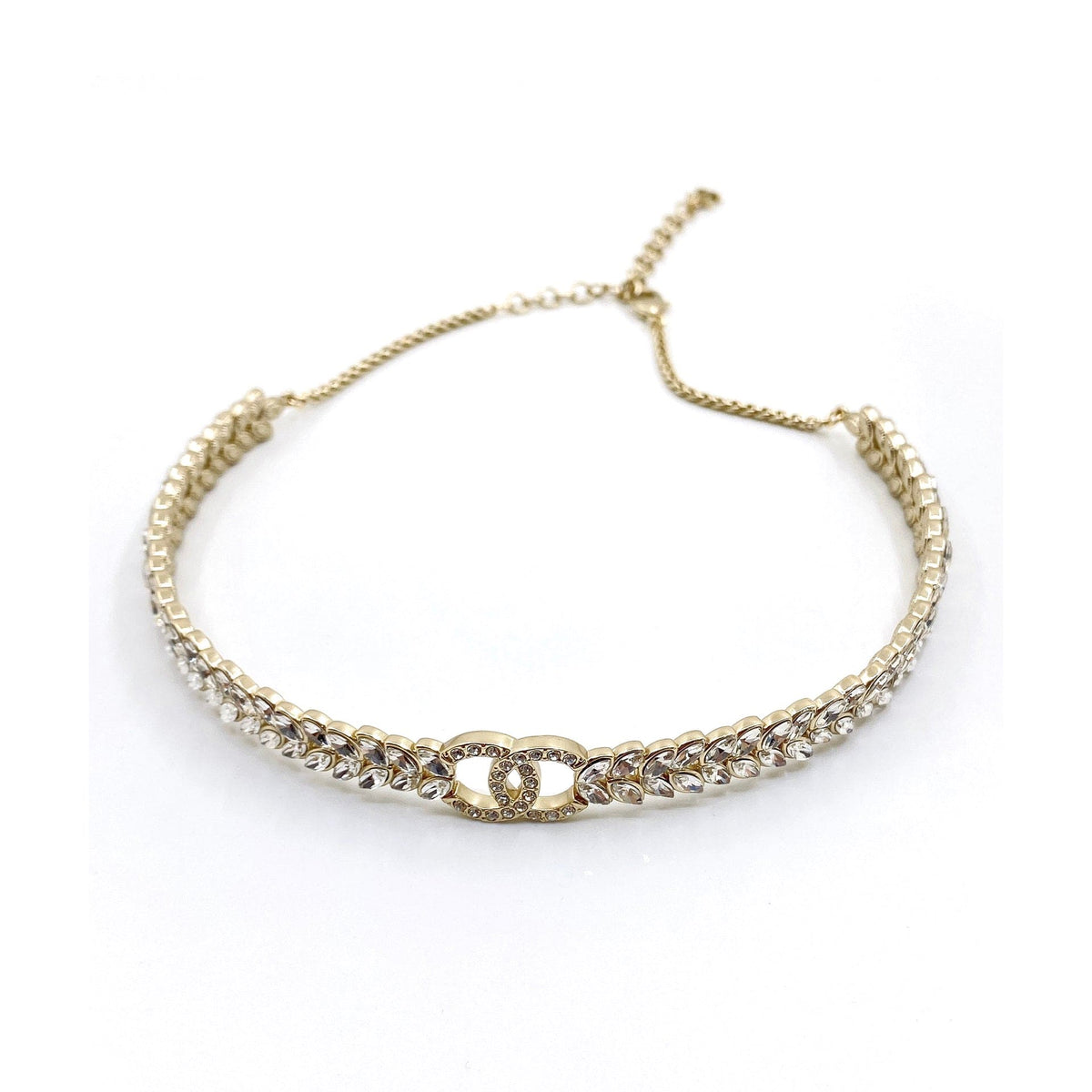 18K Chanel Chain Choker Diamonds Necklace
