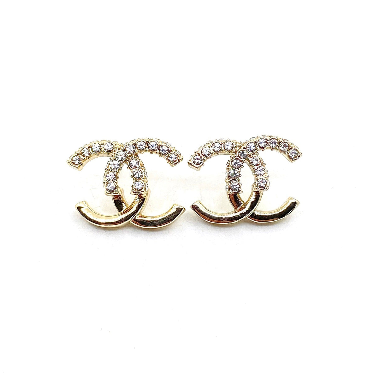 18K Chanel Half Diamond Earrings