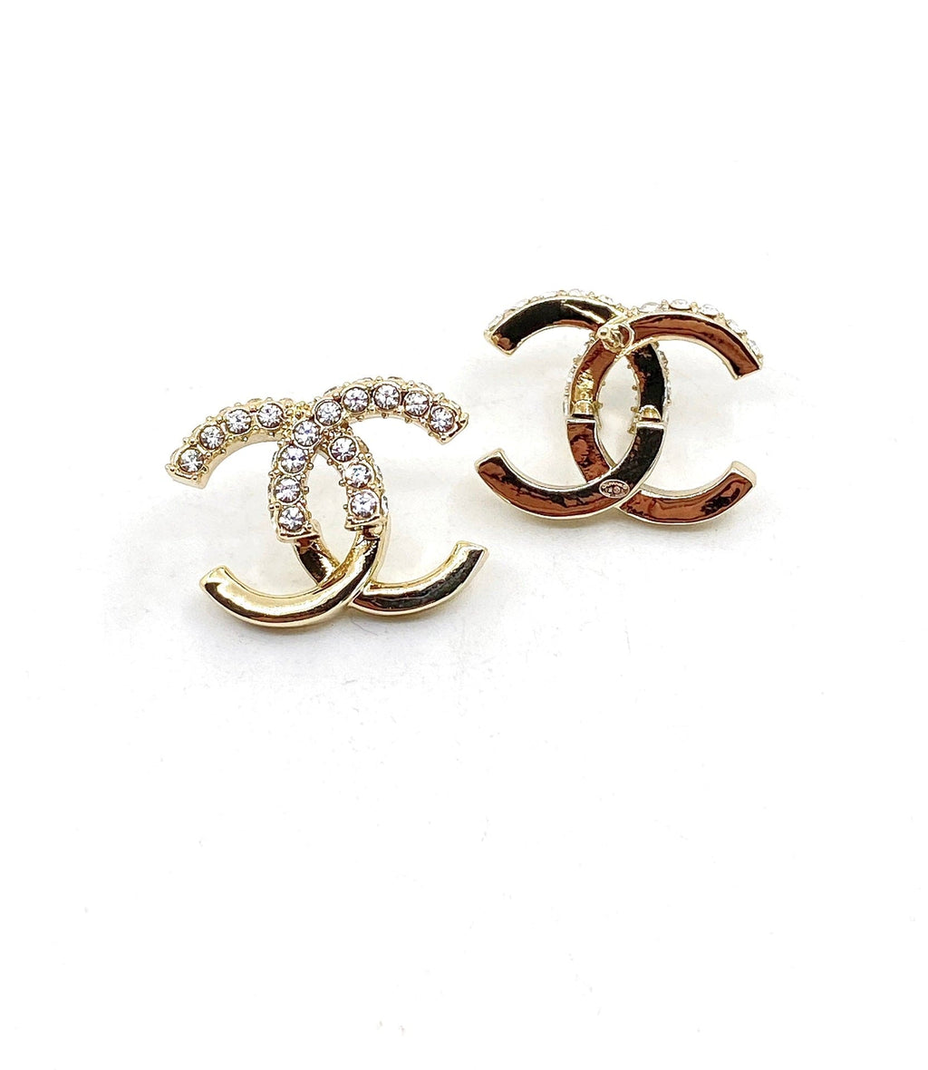 18K Chanel Half Diamond Earrings