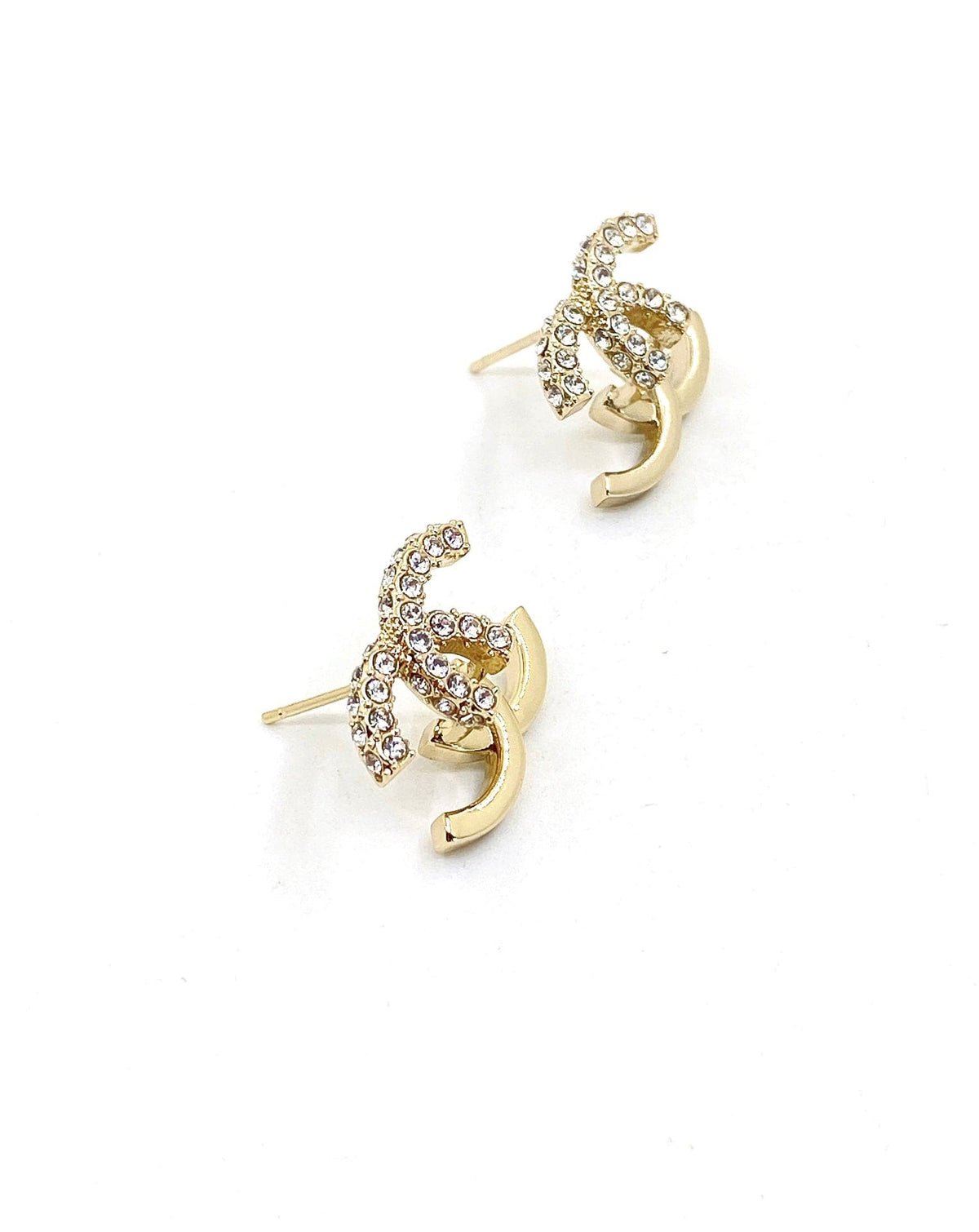 18K Chanel Half Diamond Earrings