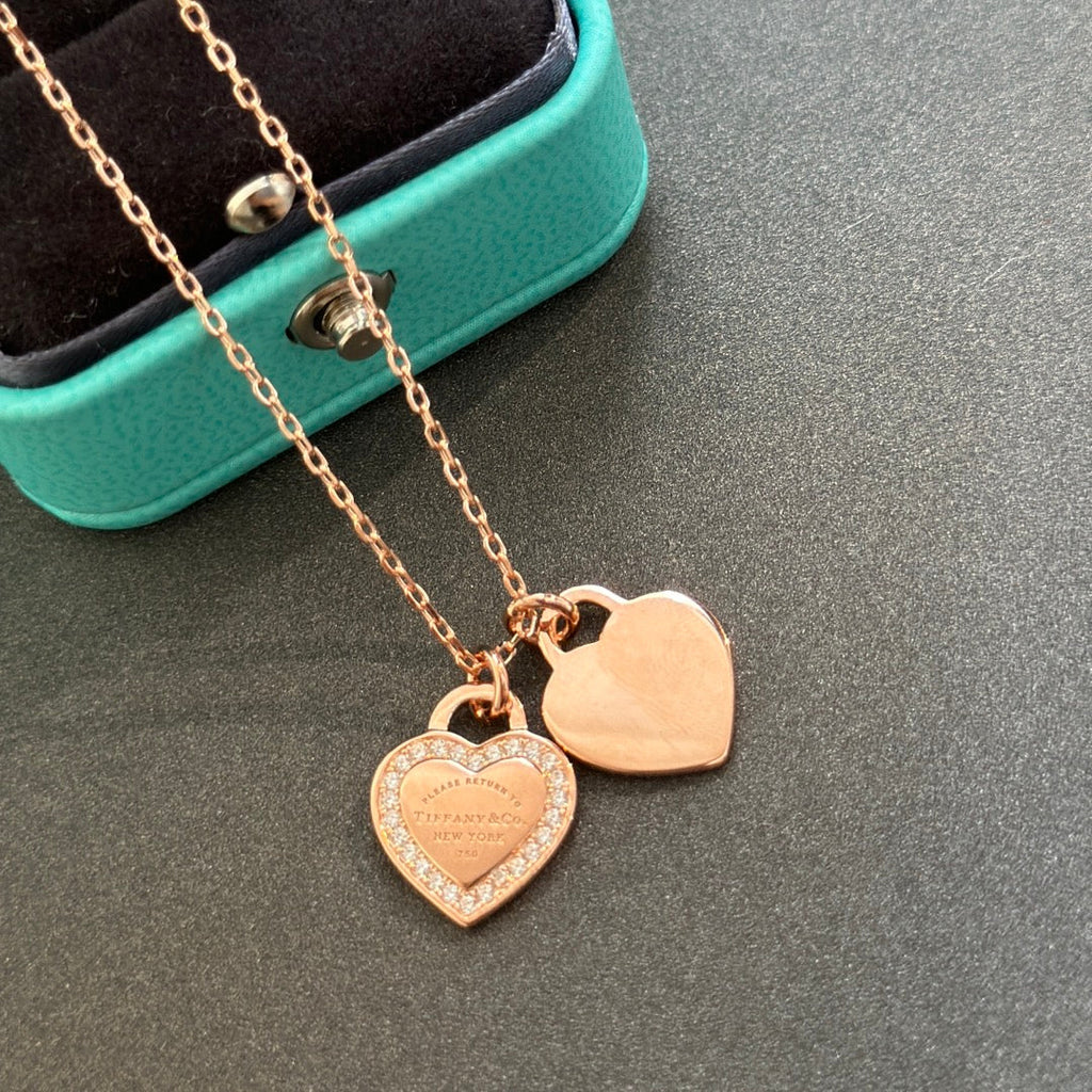 18K Tiffany & Co. Red Double Heart Diamond Necklaces