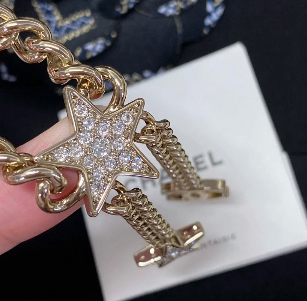18K Chanel Rhinestone Star Chain Necklace