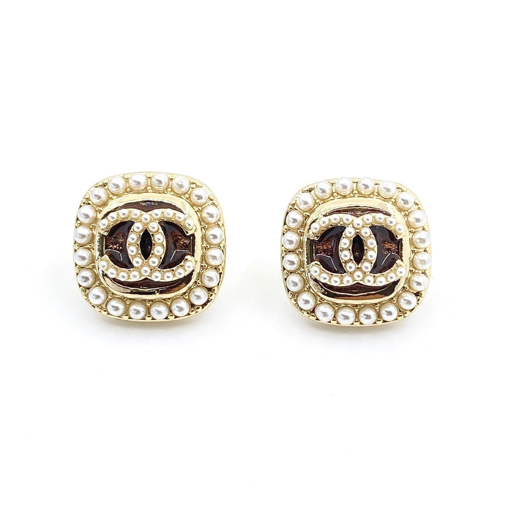 18K Chanel Square Crystal Earrings