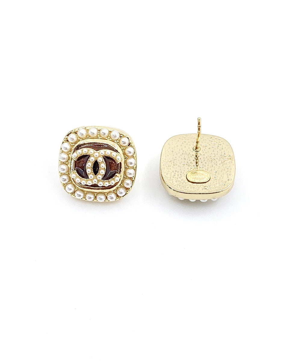 18K Chanel Square Crystal Earrings