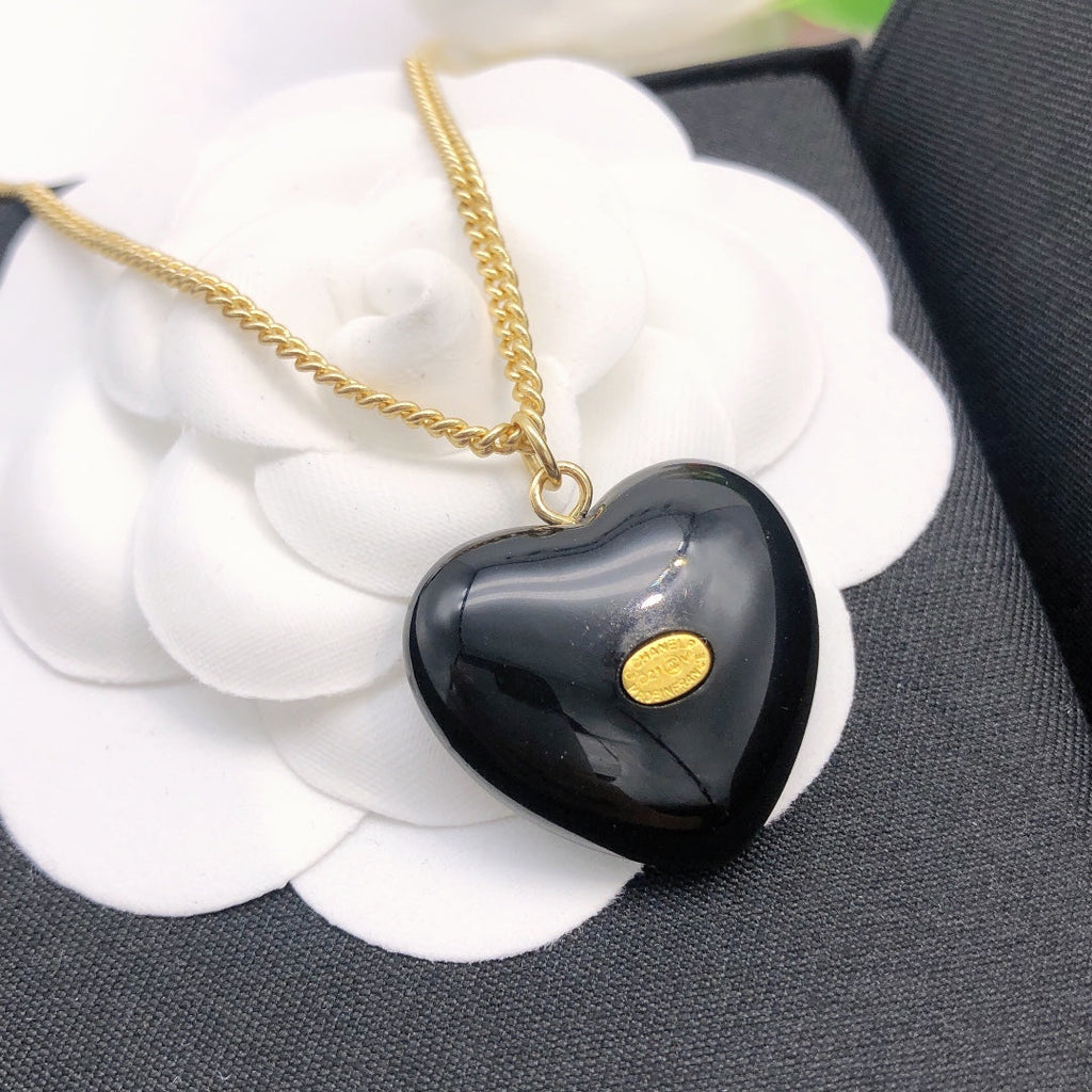 18K Chanel Black Heart Necklace