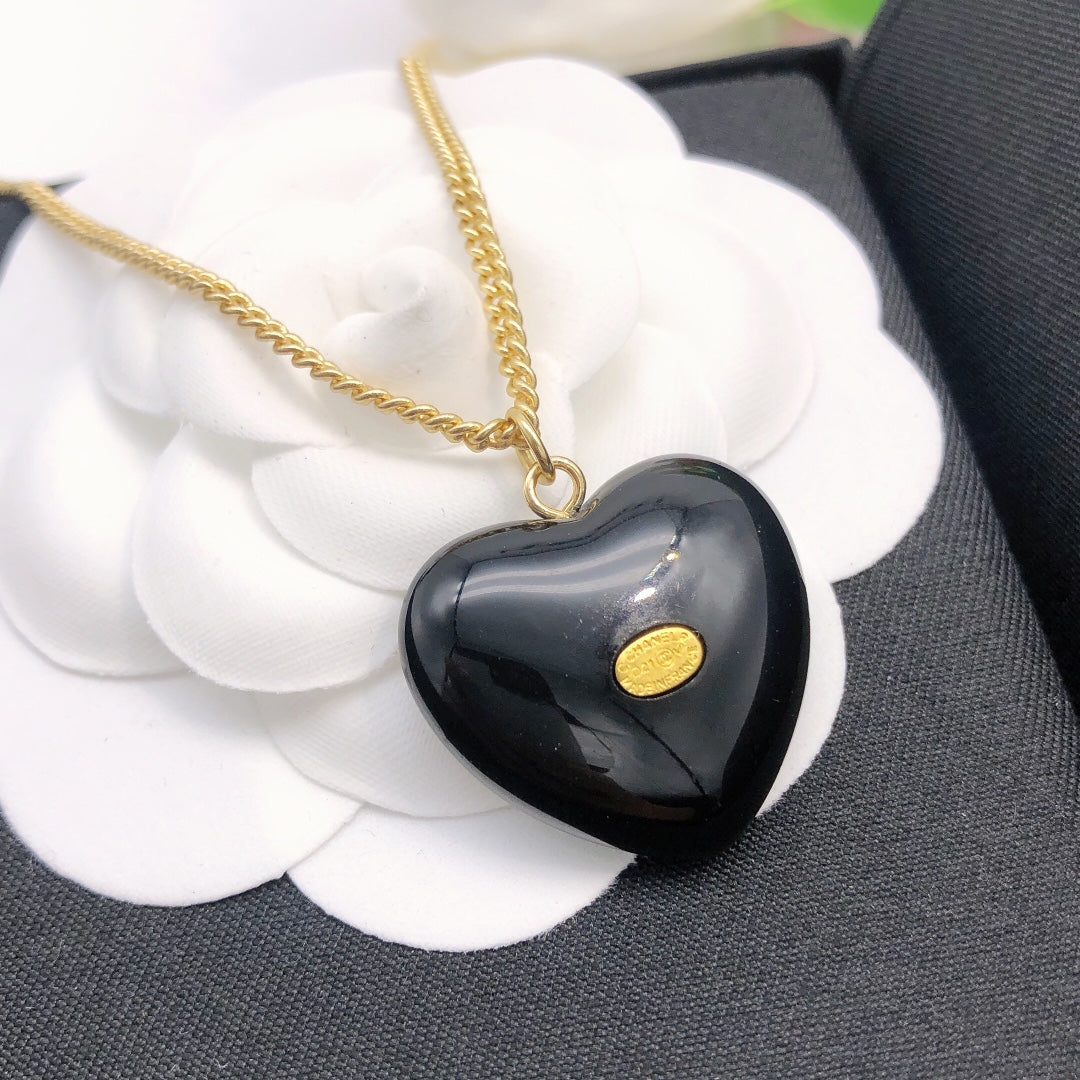 18K Chanel Black Heart Necklace