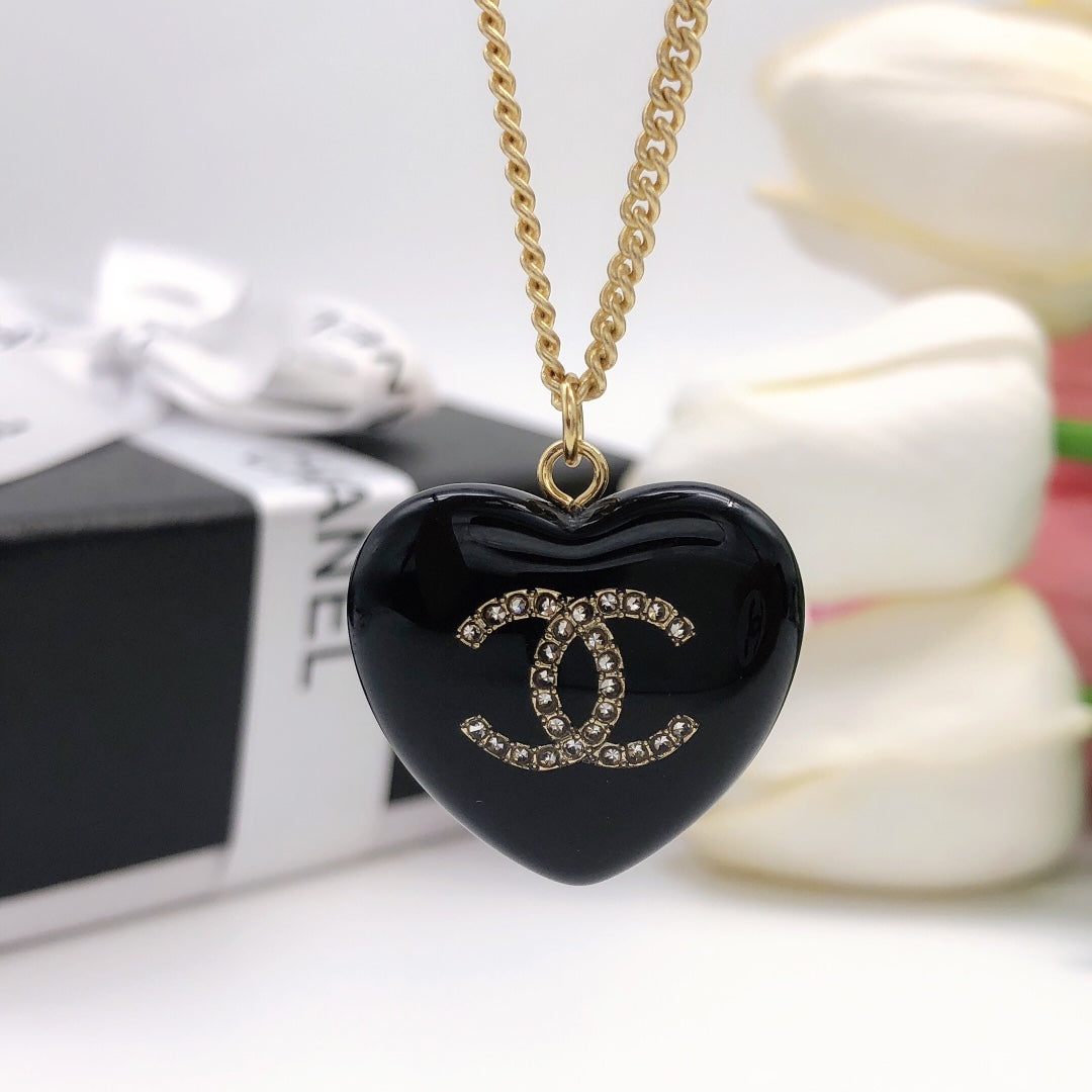 18K Chanel Black Heart Necklace