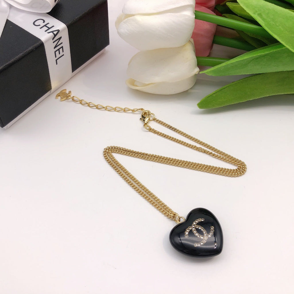 18K Chanel Black Heart Necklace