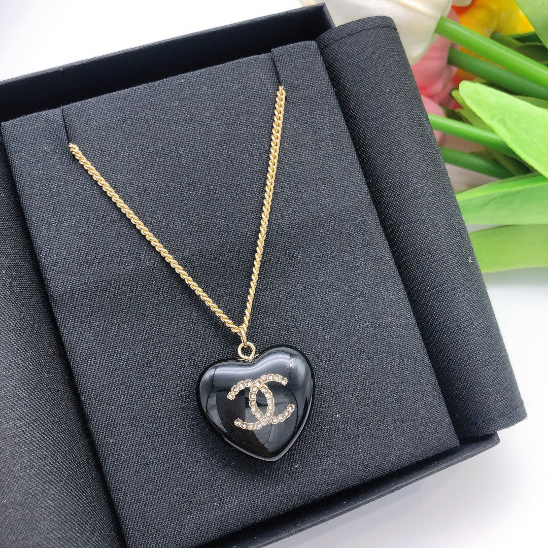 18K Chanel Black Heart Necklace