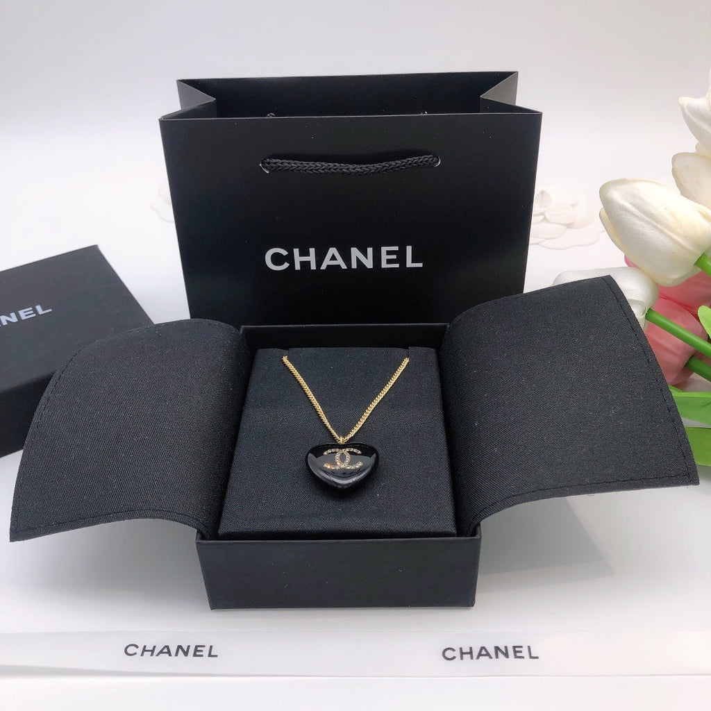 18K Chanel Black Heart Necklace