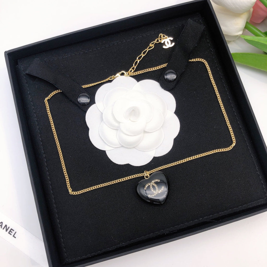 18K Chanel Black Heart Necklace