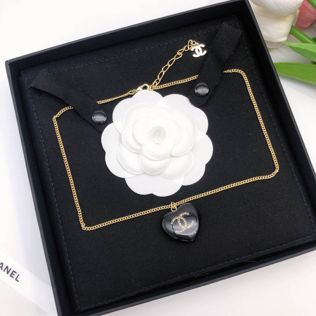 18K Chanel Black Heart Necklace