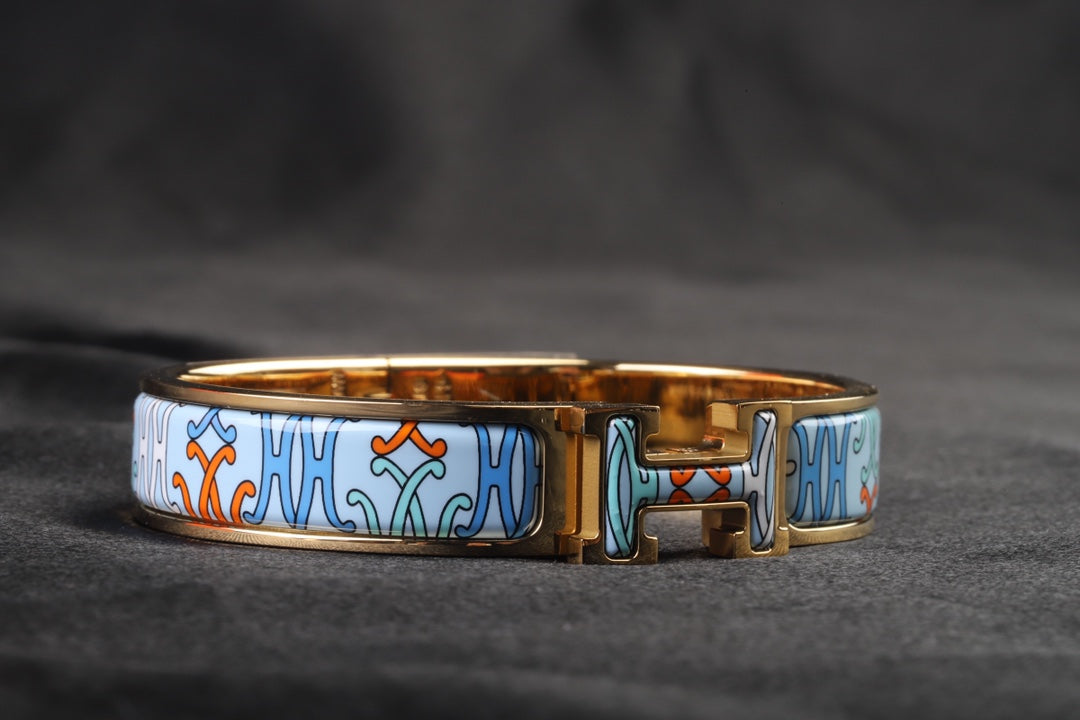 18K Clic Hermès H Lift Blue Bracelet