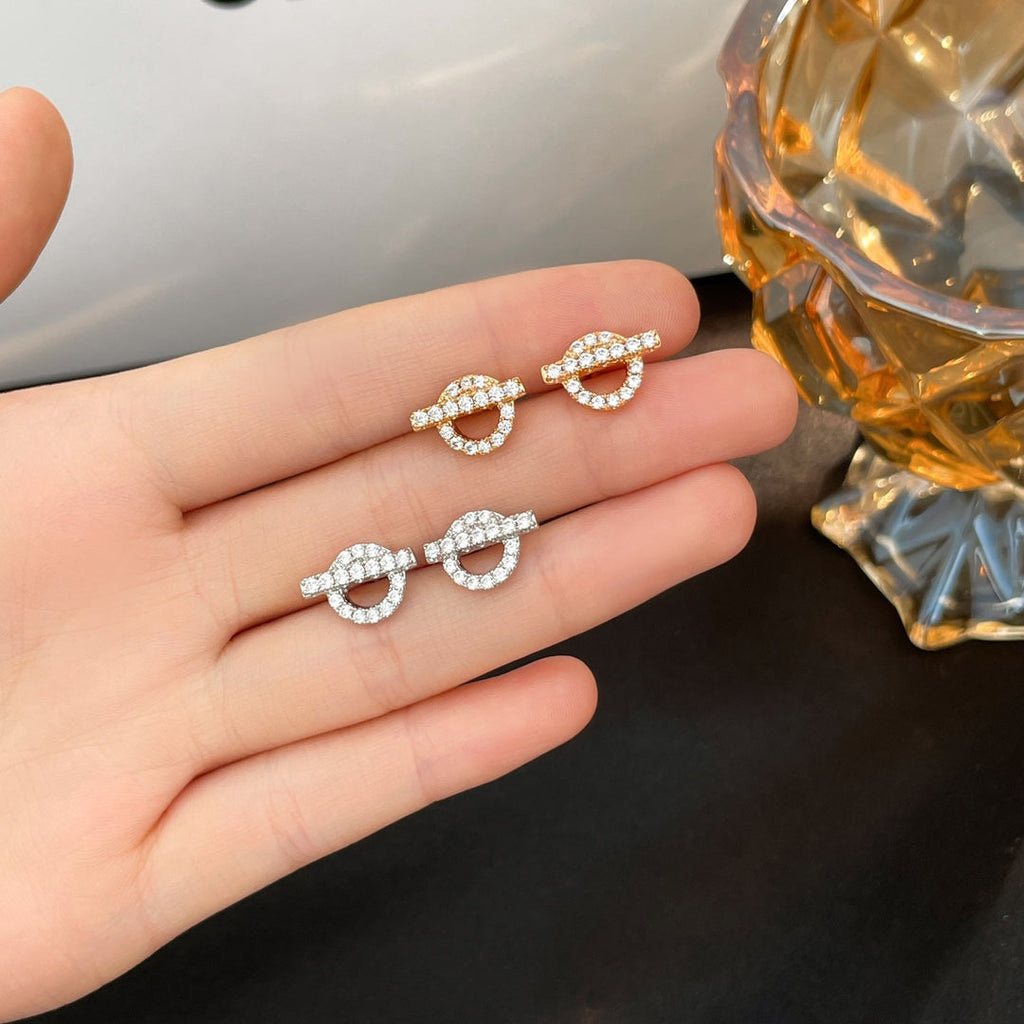 18K Finesse Diamond Stud Hermès Earrings