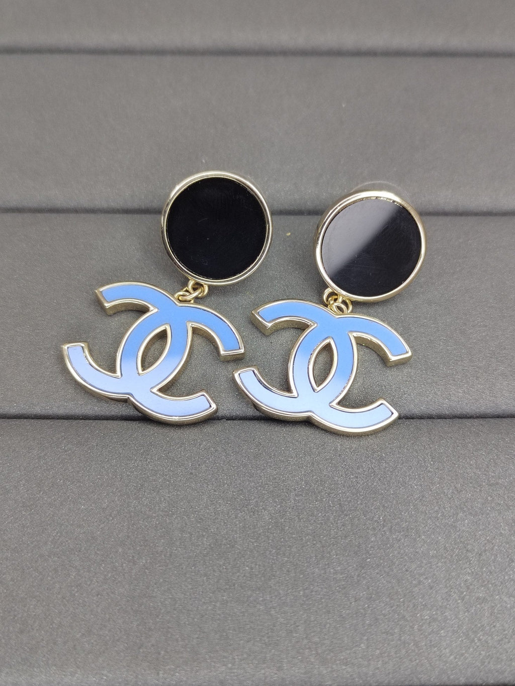 18K Classic Blue Chanel Dangle Earrings