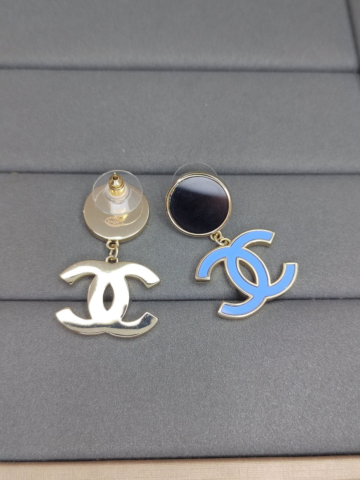 18K Classic Blue Chanel Dangle Earrings