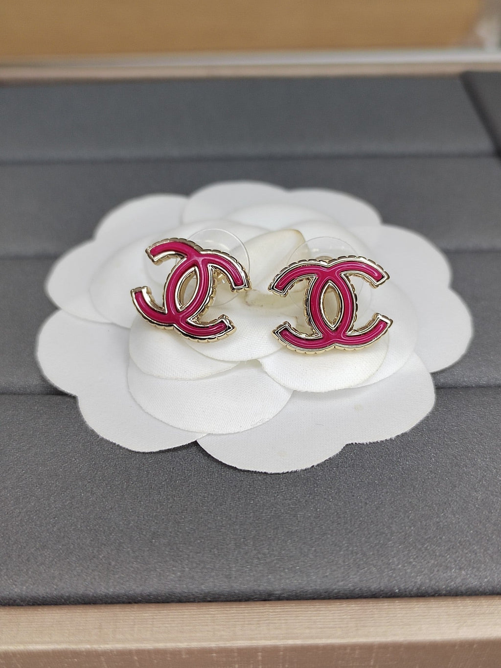 18K Chanel Pink Earrings