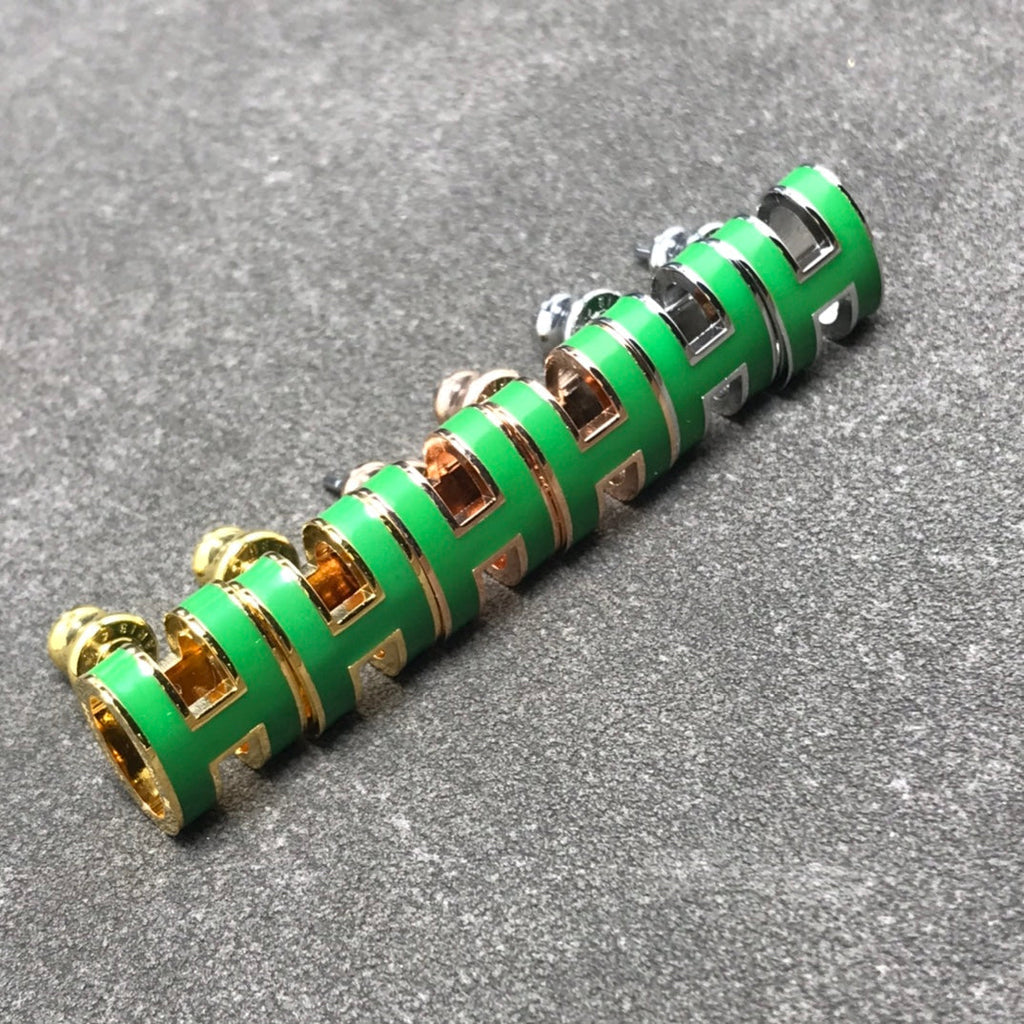 18k Mini Pop Hermès Green Earrings