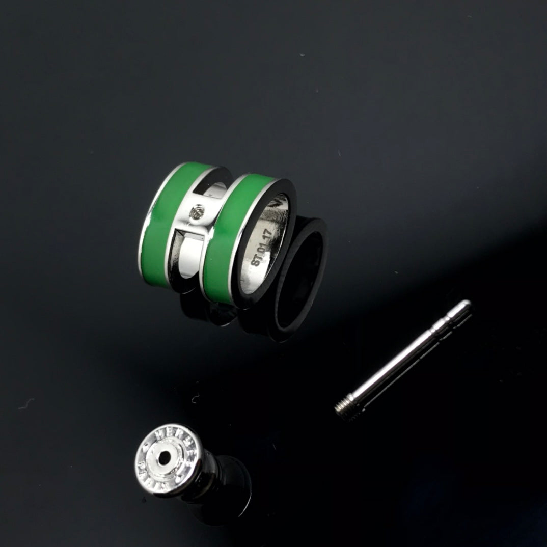 18k Mini Pop Hermès Green Earrings