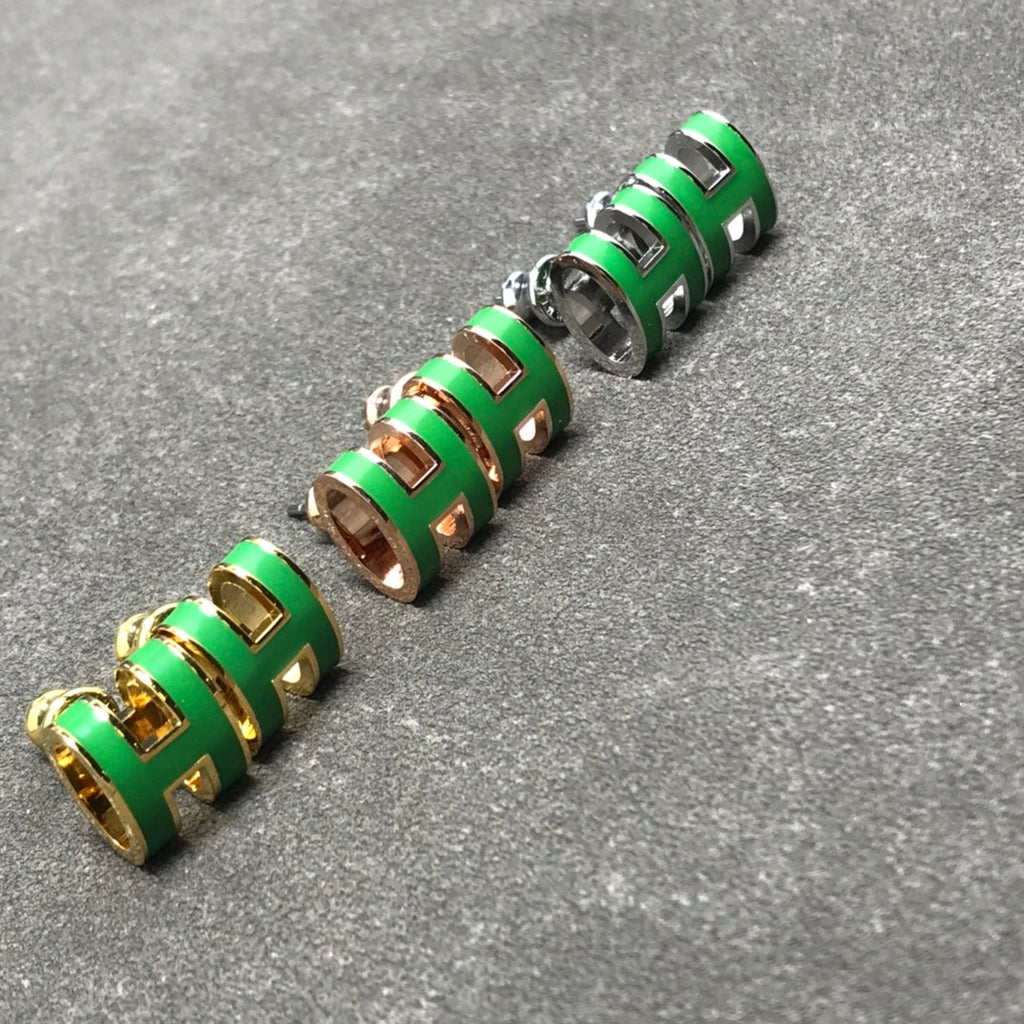 18k Mini Pop Hermès Green Earrings