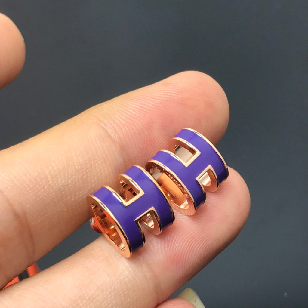 18K Mini Pop Hermès Purple Earrings