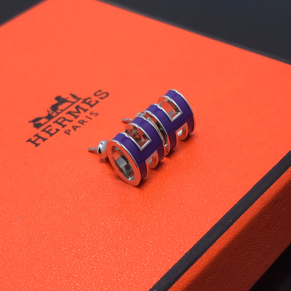18K Mini Pop Hermès Purple Earrings