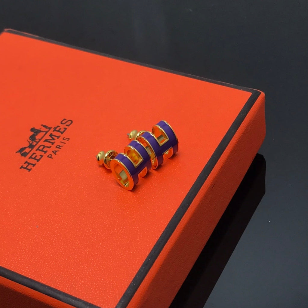 18K Mini Pop Hermès Purple Earrings